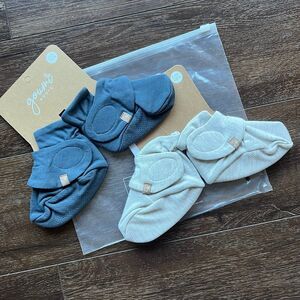 NWT Goumi Kids Baby Boots Set Storm Gray Midnight SZ 6-12 mo Blue Bamboo Booties